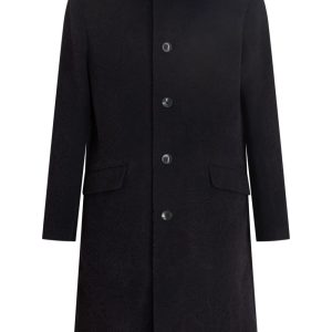 textured-finish button-down coat